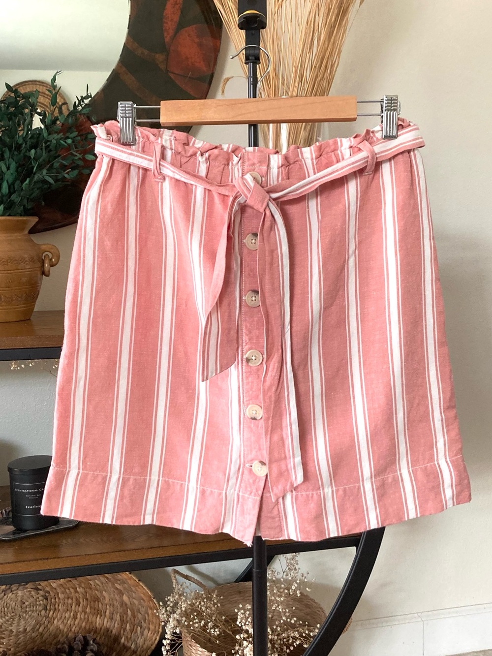 LOFT Striped Tie-Waist Mini Skirt Sz Small